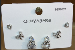 Orecchini a perno in argento Qjnyajare con zirconi a taglio a cuore e montatura a griffe, gioielli alla moda da donna, regalo, in argento 925 - Product Image 3