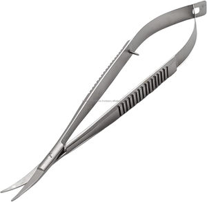 Ciseaux à ressort micro-courbés de 4,5 pouces en acier inoxydable pour couture, broderie, toilettage, appliqué, logo personnalisé, vente en gros - Product Image 1