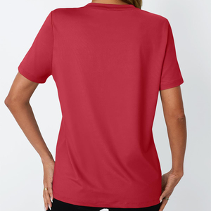 Top Trending Product Ropa deportiva y transpirable Ultra Soft Touch La mejor camiseta de gimnasio de entrenamiento de tela de poliéster para mujeres - Product Image 2