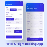 Application mobile de réservation d'hôtel et de vol avec de multiples fonctionnalités et design disponible Développement d'applications mobiles (Android / iOS)