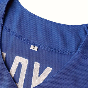 Maillot de baseball bleu à col en V pour homme, coupe ample, manches courtes, imprimé, toutes saisons, tenue décontractée pour l'extérieur, grande taille - Product Image 5