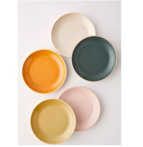 Direct Factory Hot Sale Home Decor Table Top Brass Tray Custom Metal Golden Decorative with <b>Colour</b> Plate Round - Product Image 2