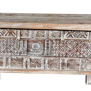 Caja de teca tallada estilo rústico para muebles de sala de estar - Product Image 4