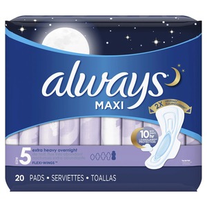 For Always Radiant Size 4 Feminine Pads 60 Count <b>Disposable</b> Cotton Overnight Absorbent with Wings Scented for Women - Product Image 4