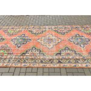 4.7x13.2 ft Turkish Rug, Vintage Rug, <b>Red</b> Floral <b>Wool</b> Rug - Product Image 3