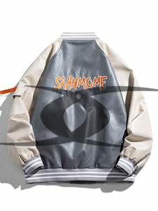 Patchs de broderie en chenille OEM Jaket Veste Letterman avec logo personnalisé Blouson de baseball Streetwear en cuir Bomber universitaire pour hommes - Product Image 3