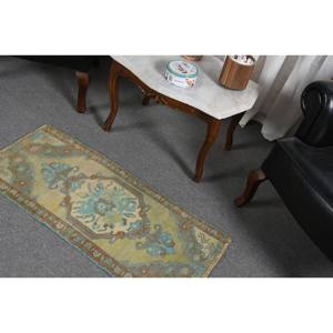 Classique vert bleu 1.5 X 3.5ft fait à la main laine tapis turc grande surface Rectangle Patchwork Latex support pour couloir chambre décor - Product Image 4