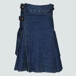 Kilt Utilitario de Mezclilla Azul Oscuro, Elegante y Duradero, con Cinturón de Cuero, Bolsillos Cargo, Venta al por Mayor de Fábrica 2026 - Product Image 1