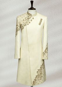 2023 dernière robe Sherwani blanche avec broderie élégante pantalon en soie chaussures assorties superbe tenue de fête tenue de mariage grande taille - Product Image 2