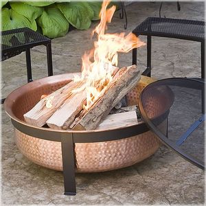 Pozo de fuego de cobre para exteriores hecho a mano con acabado martillado ideal para estética de patio trasero y granja de lujo - Product Image 1
