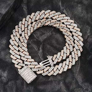 <b>VVS</b> Moissanite Lab Diamond Silver 925 Necklace <b>Chain</b> Hip Hop Iced Out Jewelry 10mm Miami Cuban Link Bracelet <b>Chain</b> - Product Image 1