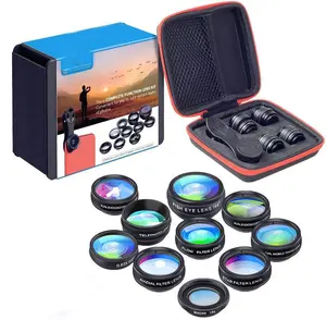 Hot bán 10 trong 1 điện thoại di động máy ảnh lens kit phổ Wide Angle Telescope lens với Fisheye Kính vạn hoa cho tất cả các điện thoại thông minh