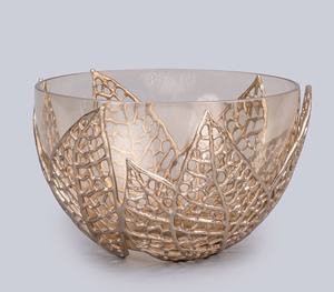 Frutero Decorativo de Metal con Diseño de Hojas Pulido y Ecológico, Centro de Mesa de Lujo - Product Image 2