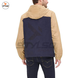 Logo personnalisé Mode décontractée Veste coupe-vent zippée pour hommes avec capuche pliable Vestes d'extérieur coupe-vent et imperméables - Product Image 4