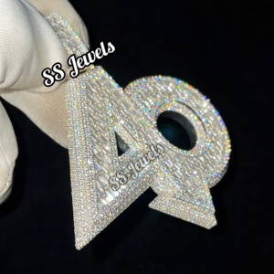 จี้เพชรโมอิสสีเขียวมรกตจำนวน40แบบกำหนดเอง925เงินฮิปฮอปเย็นนำโชคสร้อยคอทดสอบผ่าน - Product Image 2