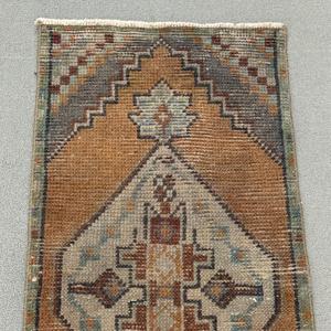 Vintage Turkish Small Rug 1.3x2.9 ft, <b>Brown</b> Animal Print Rug <b>Wool</b> - Product Image 5