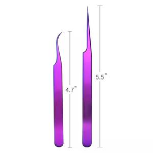 Pincettes d'extension de cils 2 pièces pointes droites et incurvées pointues ensemble de pincettes pour cils en vison volumineux - Product Image 5