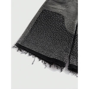 Pantalones Cortos Vaqueros Brillantes para Hombre, Estilo Casual, Cintura Media, con Botones, Personalizables con Logotipo, Servicio OEM - Product Image 3