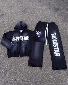 ชุดเซ็ตเสื้อฮู้ดและกางเกงวอร์มทรงขาบาน ผ้าหนานุ่ม ระบายอากาศได้ดี สไตล์วินเทจ พร้อมโลโก้แบบดิสเทรส สำหรับการฝึกซ้อม - Product Image 6