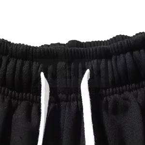 Shorts Bermuda en coton noir pour homme, taille élastique, couleur unie, cordon de serrage, vêtements d'été décontractés - Product Image 6