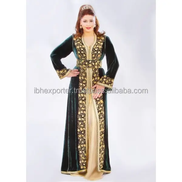 2 шт., кафтан из бархата и шелка с высококачественной вышивкой и золотистым кружевом, рабочая мусульманская женская одежда