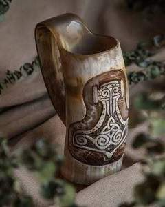 Mugs en corne de viking naturels, finis à la main, qualité supérieure, vente en gros - Product Image 2