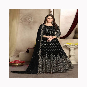 Vêtements islamiques traditionnels indiens pakistanais Salwar kameez Handmade Gotta Press design robe musulmane élégante comme lehenga choli - Product Image 2