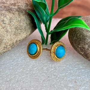 Boucles d'oreilles Turquoise naturelle Bijoux en pierres précieuses faits à la main pour femmes Bijoux artisanaux indiens Boucles d'oreilles Turquoise personnalisées - Product Image 2