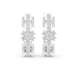 4K White <b>Gold</b> Round Cut Lab-Grown Diamond Drop <b>Earrings</b> for Women Luxury Certified Bridal Anniversary Gift Elegant Fine - Product Image 1