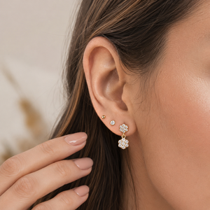 Boucles d'oreilles pendantes en or jaune plaqué 14 carats avec moissanite et diamant taille brillant pour femme - Product Image 6