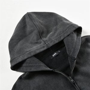 Sudadera con Capucha Unisex Personalizada con Cierre, Estilo Vintage, Lavado Ácido, Corte Cuadrado, Felpa Francesa - Product Image 5