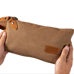 Bolsa de cosméticos de lona de tamaño mediano, estilo vintage, cierre con cremallera, organizador de viaje duradero para hombres y mujeres - Product Image 1