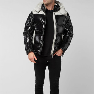 2021 logotipo personalizado de alta calidad al por mayor de los hombres de gran tamaño de invierno chaqueta acolchada impermeable estampado de poliéster transpirable de talla grande - Product Image 1