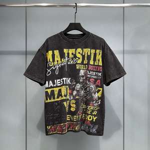 T-shirts en tricot 100% coton surdimensionnés pour hommes, lavage à l'acide, 300 grammes, style streetwear, impression intégrale, vêtements de fabricant - Product Image 5