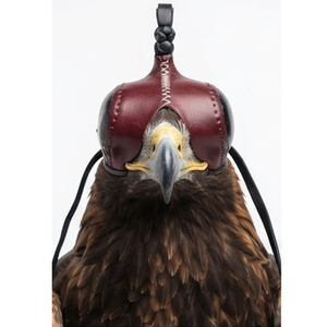 Custom Designs Soft Leather Falconry Hood Red Black Durable Portable <b>Foldable</b> Hunting Equipment Birds One Size Outdoor Use - Product Image 2
