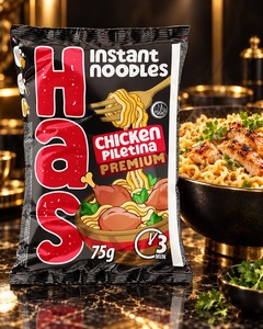 Nouilles instantanées au poulet frit de qualité supérieure certifiées Halal HAS, 75 g, repas en 3 minutes, farine de blé, 18 % de matières grasses, durée de conservation de 12 mois - Product Image 2