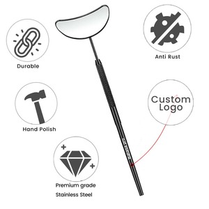 Professional Matte Black Stainless Steel Handheld Moon Eyelash <b>Mirrors</b> Eco-Friendly Makeup Eyelash Extension Tools by Bahasa Pro - Product Image 2