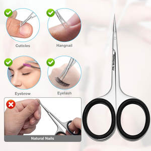 Ciseaux à cuticules 6 lames Ciseaux de manucure professionnels Ciseaux à sourcils en acier inoxydable Cuticule Extra Fine Incurvé - Product Image 5