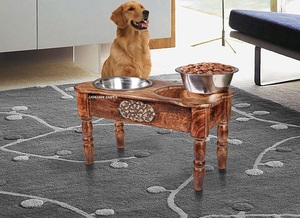 New Heavy-Duty Wooden <b>Dog</b> Food & Water Bowls 2 Stainless Steel Stand Feeder Pet Bowls & Feeders <b>Dog</b> Pet Dining <b>Station</b> - Product Image 2