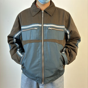 Chaqueta corta de invierno para hombre con logotipo personalizado, chaqueta cortavientos reflectante de poliéster y algodón con cremallera para hombre - Product Image 3