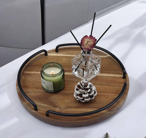 Acacia Wooden <b>Platter</b> and Plates Customized Dessert <b>Platter</b> for Restaurant Kitchen Decorative Rounded Tray Wholesale Exporter - Product Image 6