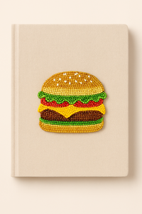 Cuaderno de Pizza con cuentas de estilo Vintage, diario de diseño de comida bordado para notas diarias, cuentas decorativas, motivo de rebanada de Pizza - Product Image 2