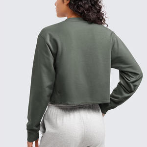 <b>Women</b> Oversized Crop top <b>Sweatshirts</b> Custom Logo 100% Cotton Knitted Fabric <b>Long</b> Sleeve Autumn Season <b>women</b> crop top <b>sweatshirt</b> - Product Image 3