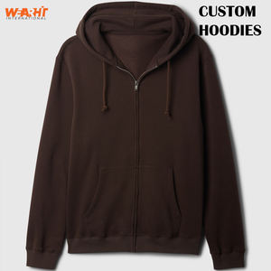 Sweat-shirt à capuche unisexe Basics 100% coton mélangé personnalisé marron sweat-shirt zippé avec logo délavé techniques de teinture par cravate imprimé teint uni hiver - Product Image 2