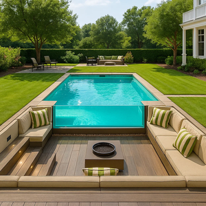 Casa familiar piscinas acrílicas personalizadas Ventana de vidrio grande diseño Modular Patio fibra de vidrio sofá prefabricado piscina al aire libre para el hogar - Product Image 6