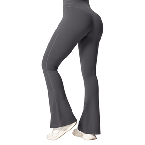 Pantalon évasé slim pour femmes Logo personnalisé Pantalon de yoga évasé Leggings taille haute Leggings bootcut décontractés Pantalons - Product Image 4