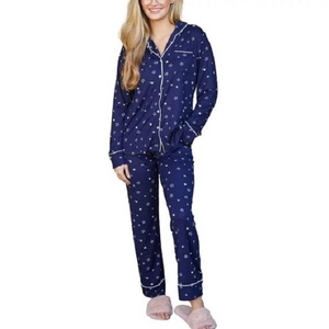 Ropa de dormir Multicolor de talla grande de alta calidad para mujer, conjunto de manga larga de Color sólido, Conjunto de pijama con tirantes finos, Exportación de BD Supp - Product Image 2