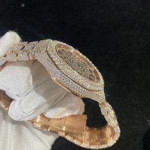 Estilo de lujo VVS Moissanite Tono de oro rosa Acero inoxidable Iced Out Mecánico Automático Diamante Reloj Lujo Hip Hop Moda - Product Image 2