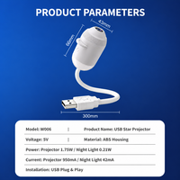 Proyector de Luz Nocturna USB con Diseño Simple y Creativo, Flexible 360°, Efecto Cielo Estrellado, para Dormitorio, Habitación, Auto y Fiestas