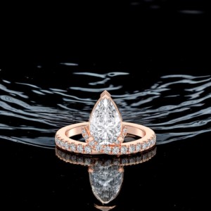1.87 Carat E-F/VVS-VS <b>Moissanite</b> (Centre 1.50CT) Pear & Round Cut Diamond Engagement <b>Ring</b> Made in Silver For Her - Product Image 3